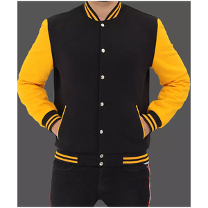 Handmade Men's Varsity <b>Jackets</b> College Baseball <b>Jacket</b> for <b>Boys</b> with Stand Collar Faux <b>Leather</b> Sleeve Letterman Varsity Design - Product Image 2
