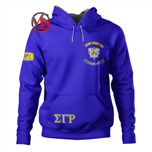 เสื้อฮู้ดแขนแร็กแลนสำหรับทั้งชายและหญิง Sigma Gamma Rho งานปักและสกรีนลายเสื้อผ้าสำหรับชมรมสโมสรด้านล่างแบบยืดหยุ่น - Product Image 2