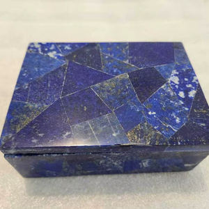 Caja de mármol rectangular con incrustaciones de piedras preciosas de lapislázuli para almacenamiento de anillos, cajas de joyería de papel, incrustaciones de piedra, regalo - Product Image 4