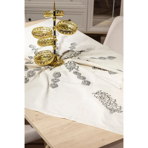 Mantel Cuadrado de Lino y Algodón Hecho a Mano de 155x155cm con Estampado Floral para Hogar, Cafetería u Hotel - Product Image 6