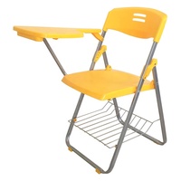 Chaise d'étudiant pliable durable avec tablette d'écriture et porte-livres Siège en plastique Cadre en métal Utilisation en classe