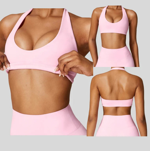 Soutien-gorge de sport pour femme en nylon et élasthanne écologiques, respirant et à séchage rapide, avec fermeture avant, pour l'entraînement, la gym, le yoga et les activités physiques - Product Image 1