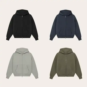 Drop Shoulder Hoodies Low MOQ Suministro directo de fábrica Premium Quality Blank Men's Zipper Hoodies - Product Image 3