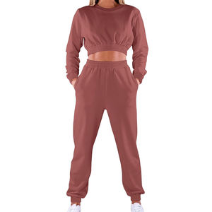 Conjunto de 2 piezas de ropa informal de estilo veraniego para mujer, Tops cortos transpirables con capucha y cremallera, pantalones de chándal holgados de longitud larga, chándal para - Product Image 3