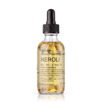 Huile de fleurs séchées de néroli multi-usages en marque blanche 60ml, à base de plantes, pour massage, cheveux, corps et ongles, flacon compte-gouttes en verre, fournisseur