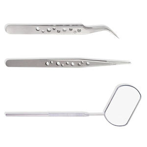 Poignée professionnelle de miroir d'extension de cils et pince à épiler en acier inoxydable de couleur unie grande quantité nouveau Design - Product Image 3