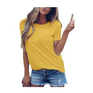 Camiseta de Mujer de Talla Grande, Diseño Personalizado, Color Sólido, 100% Algodón, Manga Corta, Cuello Redondo, Informal, Fábrica de Bangladesh - Product Image 4