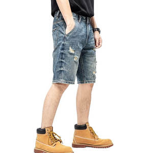 <b>Top</b> Manufacturer's Comfortable 100% Cotton Custom Logo Men <b>Distressed</b> Shorts Solid Pattern Price For Sale - Product Image 4