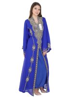 Kaftan marocain grande taille en georgette, Abaya arabe maxi, Jellabiya de plage, orné à la main, longueur ras du sol, pour mariage, fête et plage, Eid Dubaï 2025