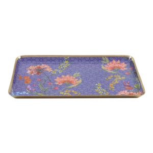 Nouveau design de plateau en métal fait à la main émaillé fini imprimé floral décoration de table plateau en métal look simple et chic au prix le plus bas - Product Image 5