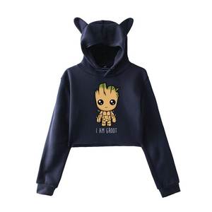 Sudaderas con capucha cortas para mujer al por mayor, sudaderas con capucha informales para mujer con cordones ajustables - Product Image 3