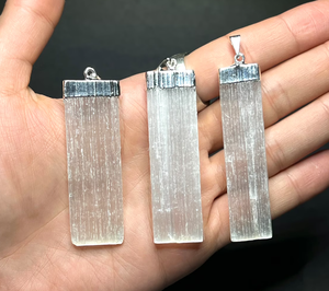 Selenite <b>Crystal</b> Necklace Selenite Gemstone <b>Pendant</b> with Complimentary Chain Jewelry Making - Product Image 2