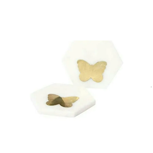 ที่รองแก้วหินอ่อนหินธรรมชาติทรงหกเหลี่ยมที่รองแก้วของขวัญสำหรับงานเลี้ยงขึ้นบ้านใหม่ของตกแต่งโรงแรม - Product Image 1