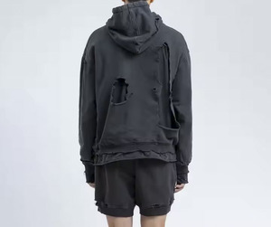 Fabricantes personalizados Logo Sudadera con capucha Peso pesado Bordado desgastado Tie Dye Sudadera con capucha Hombres Basics algodón mezclado Sudadera con capucha - Product Image 4