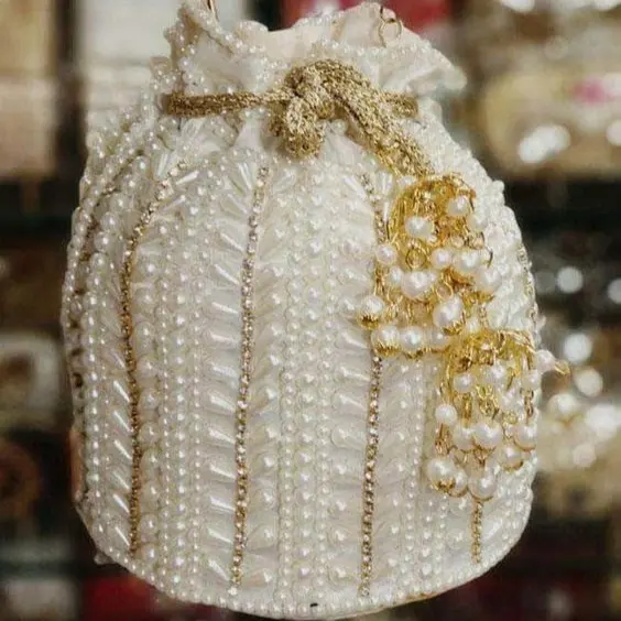 Handmade Pearl Work Luxury Potli Bags For Women Evening Clutch Potli Bags For Women Handbags