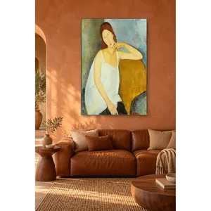 Fida Modigliani Portrait assis de Jeanne Hbuterne en robe blanche Impression sur toile - Product Image 3