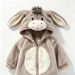 Mono de Bebé con Capucha de Burro de Felpa Personalizado, Disfraz de Animal para Recién Nacido, Traje de Nieve Suave con Relleno de Algodón PP, Navidad - Product Image 1