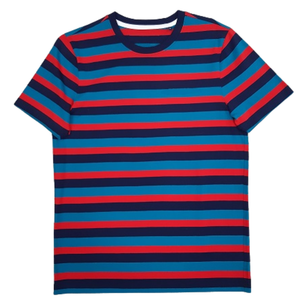 เสื้อยืดลำลองสำหรับผู้ชายผ้าถักลายทางผ้าฝ้าย100% 220กรัมย้อมธรรมดาแบบปกติ - Product Image 1