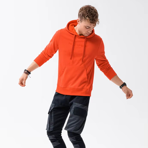 Sweat-shirt à capuche court pour homme, nouvelle mode, imprimé personnalisé, uni, thermique, en mousse 3D, 100% coton, poids lourd, ourlet brut, bord coupé, hiver - Product Image 3