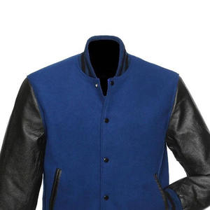 Vestes universitaires de baseball personnalisées OEM pour hommes Couleur polaire Manches en cuir Street Wear CollegeBaseballjacket pour hommes - Product Image 3