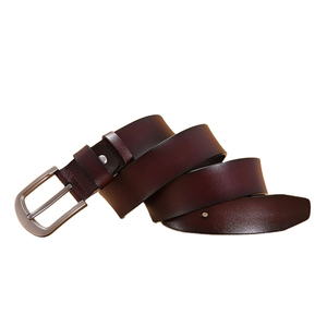 เข็มขัดลำลองคุณภาพสูงของแท้ หัวเข็มขัดโลหะผสมทรงสี่เหลี่ยม ลายเรียบแบบกำหนดเองได้ สำหรับผู้ชาย - Product Image 3