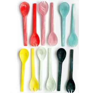 Utensilios de Cocina de Resina de Alta Calidad, Servidores de Ensalada Verdes, Vajilla Decorativa, Esenciales para la Mesa, Utensilios para Mezclar - Product Image 3