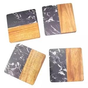 Posavasos Besafe cuadrados redondos artesanales de madera de mármol para sus bebidas - Product Image 1