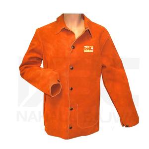Veste de soudage en cuir de vachette fendue résistante à la flamme manteau de soudeur en cuir fendu résistant à la chaleur vêtements de travail résistants à la chaleur. - Product Image 4
