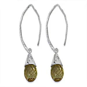 ต่างหูเงินแท้ 925 รูปทรงหยดน้ำสำหรับผู้หญิง ประดับด้วยพลอยซิทริน-ต่างหูแฟชั่นแบบห้อย - Product Image 1