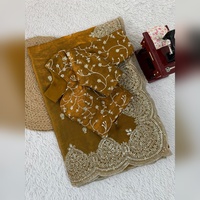 Broderie de haute qualité avec fils complexes et sequins, design indien pour sari en mousseline LD CREATION, séchage rapide, protection solaire