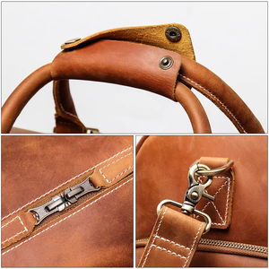 Bolso de lona de cuero genuino Vegano para hombre deportivo Vintage de calidad, bolso con cremallera para gimnasio durante la noche, bolso de viaje de fin de semana - Product Image 5