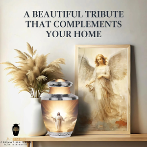 Urne de crémation en aluminium fabriquée à la main Urnes de crémation dorées avec revêtement Meena Design élégant, durable et étanche - Product Image 3