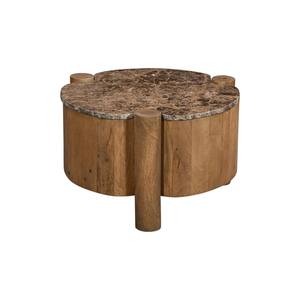 Table basse moderne en marbre marron foncé, 75x75x35cm, meubles de salon - Product Image 1