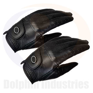 Gants de golf polo en cuir Cabretta personnalisés teints en couleur noire pour les jeunes gants imprimés avec logo privé en gros - Product Image 4