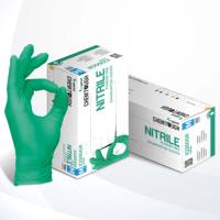 Gants en nitrile verts sans poudre Bergamot X2260GR 6,0 g, résistants aux produits chimiques, résistants aux déchirures, surface texturée, sécurité générale