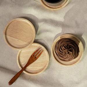 ชุดที่รองแก้ว4ชิ้นสำหรับเครื่องดื่มที่ทำจากไม้ถาดรองแก้วชาทรงกลมทำจากไม้ธรรมชาติตกแต่งสำหรับรับประทานอาหารในครัว - Product Image 2