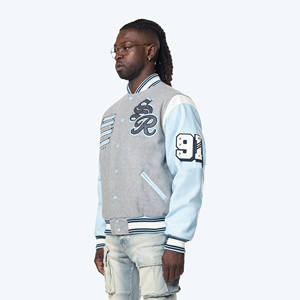 Venta al por mayor nueva moda Varsity chaqueta para hombre Cierre de botón bolsillos interiores Letterman College béisbol bombardero chaqueta - Product Image 4