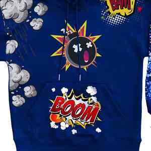 Sweats à capuche imprimés bouffants pour hommes haut à la mode haute qualité bas quantité minimale de commande tissu éponge français Techniques lavées coton mélangé - Product Image 4