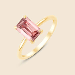 Bague en or massif 14 carats avec diamant de laboratoire taille émeraude de 0,3 carat en bois de rose, pureté F-VS, pour usage quotidien, cadeau d'anniversaire - Product Image 2