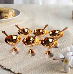 Juego de 3 cuencos para helado de acero inoxidable y cobre para restaurantes de Hotel en casa, vajilla clásica de latón para helado - Product Image 2