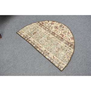 Alfombra tradicional verde beige Alfombras turcas de 2,5x1,5 pies - Product Image 2