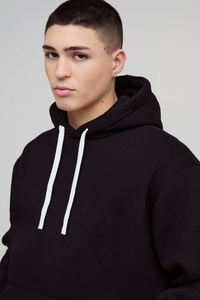 2025 nouveau arrivé contraste cordons pull à capuche sweat respirant Hip Hop tenue décontracté couleur unie sweats à capuche pour hommes - Product Image 3