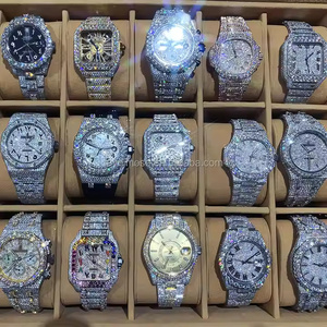 นาฬิกาเพชรมอยส์ซอไนท์สำหรับผู้ชายนาฬิกาประดับเพชรหน้าปัดเย็นสุดหรูพร้อมสายสแตนเลสและดีไซน์ฮิปฮอป - Product Image 3