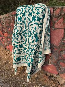 Elegant Hand Embroidered Suzani Quilt Bedspread – Floral Textile Art, Vintage Inspired Boho <b>Bedding</b>, Handmade Home Furnishing - Product Image 4