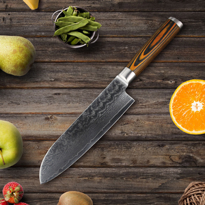 Vente en gros de coutellerie OEM ODM personnalisée Manche professionnel en bois de pakka Couteau de chef de cuisine damas japonais Lame tranchante fixe - Product Image 6