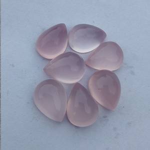 ลูกแพร์โรสควอตซ์ธรรมชาติขัดเงาขนาด4x6มม. ถึง20x30มม. พลอยหลวมด้านหลังแบนสำหรับทำเครื่องประดับต่างหูสตั๊ด - Product Image 2