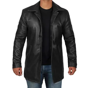 Mannen Originele Lamsleren Jas Slim Fit Racing Biker Rider Motorcycle Punk Zwart Premium Trendy Jacket