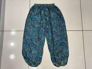 Lady's Comfy Floral Print Silk Harem <b>Pant</b> Bohemian <b>Hippie</b> Style Baggy Yoga Wear with Elastic Waist Featuring Logo Decoration - Product Image 3