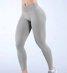 กางเกงเลกกิ้งเอวสูงสำหรับผู้หญิงกางเกงออกกำลังกายแบบไร้รอยต่อเสื้อผ้ากีฬาลายพื้น - Product Image 6