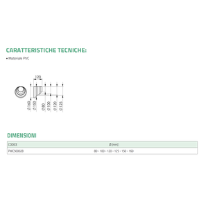 Raccords excentriques de réduction Tecnosystemi en PVC pour systèmes CVC, tailles 80, 100, 120, 125, 150, 160 pour aspiration et ventilation - Product Image 3
